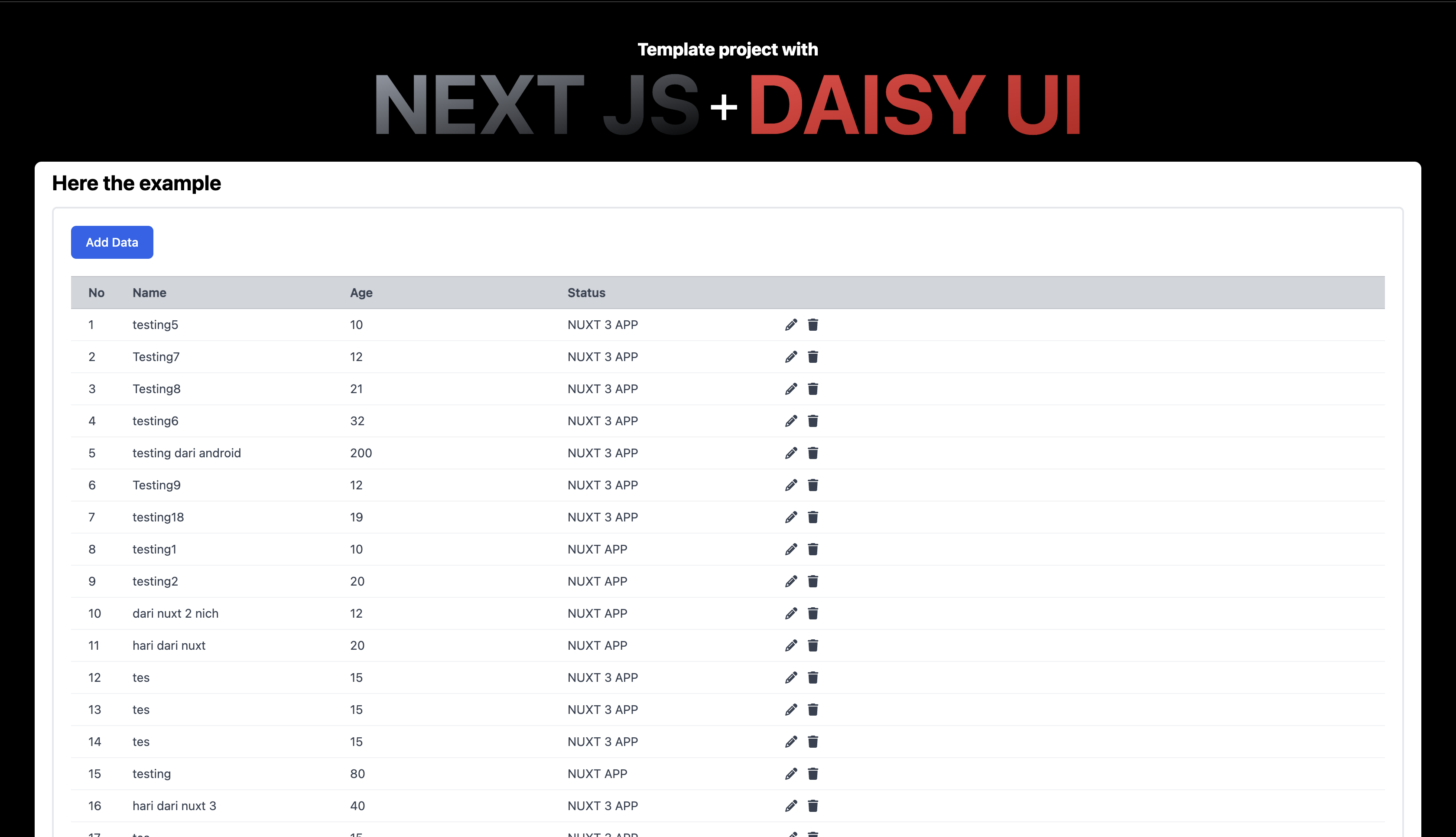 Nextjs template project app